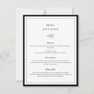 Minimalist Leaf Wedding Detail Enclosure Card