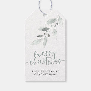 Minimalist Leaves Business Logo Merry Christmas Gift Tags