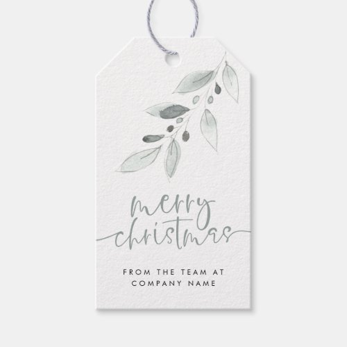 Minimalist Leaves Business Logo Merry Christmas Gift Tags