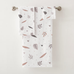 Minimalist Leaves Pattern Bath Towel Set