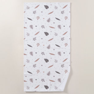 Minimalist Leaves Pattern Beach Towel