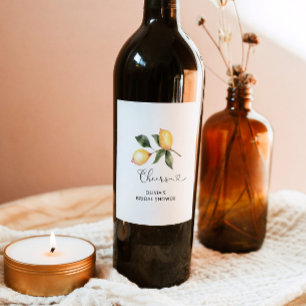 Minimalist Lemon bridal shower Wine Label