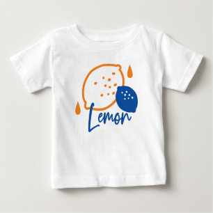 Minimalist Lemon Line Art – Modern Citrus Fruit Baby T-Shirt