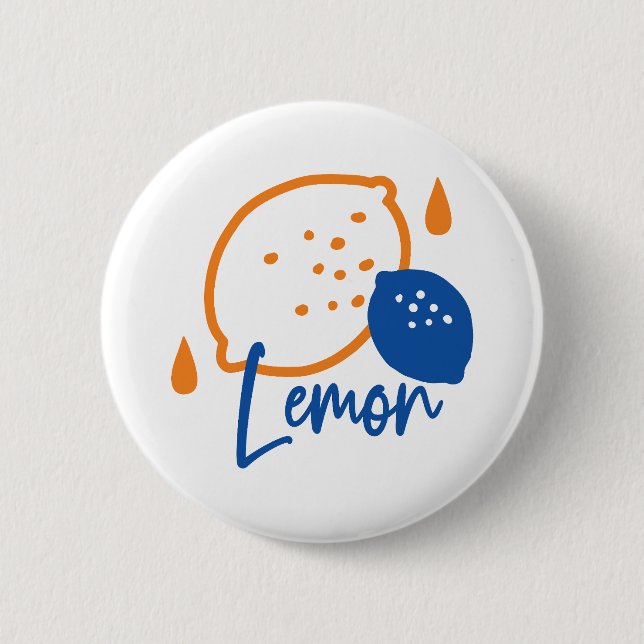 Minimalist Lemon Line Art – Modern Citrus Fruit Button (Front)