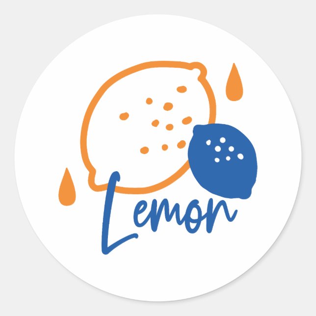 Minimalist Lemon Line Art – Modern Citrus Fruit Classic Round Sticker (Front)
