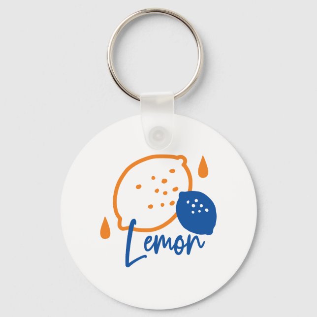 Minimalist Lemon Line Art – Modern Citrus Fruit Keychain (Front)