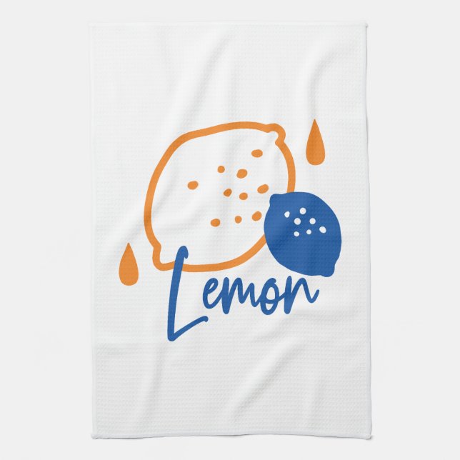 Minimalist Lemon Line Art – Modern Citrus Fruit Kitchen Towel (Vertical)
