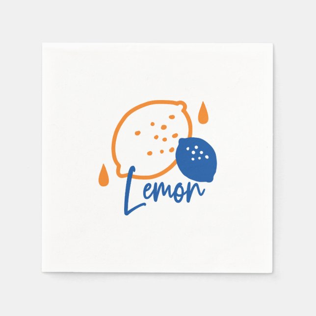 Minimalist Lemon Line Art – Modern Citrus Fruit Napkins (Front)
