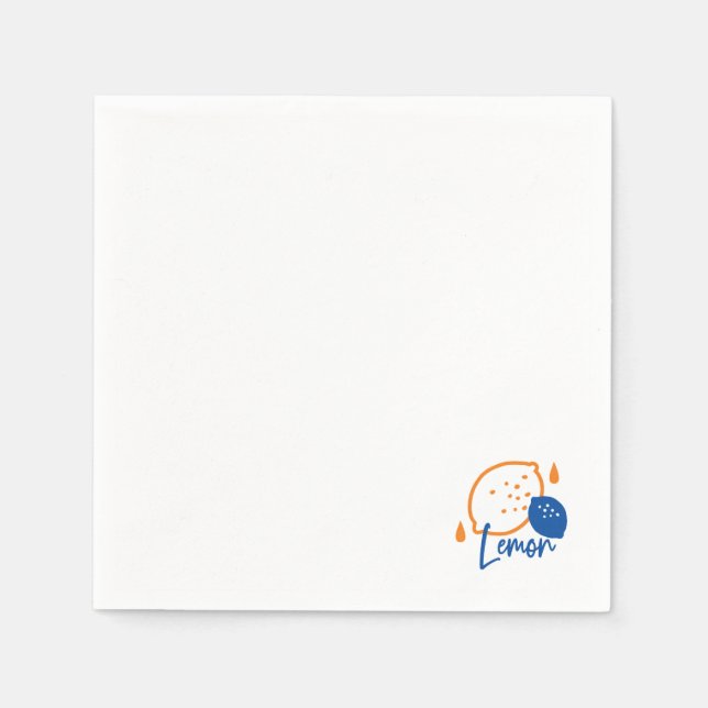 Minimalist Lemon Line Art – Modern Citrus Fruit Napkins (Front)