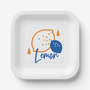 Minimalist Lemon Line Art – Modern Citrus Fruit Paper Plates