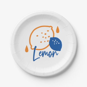 Minimalist Lemon Line Art – Modern Citrus Fruit Paper Plates