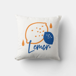 Minimalist Lemon Line Art – Modern Citrus Fruit Throw Pillow