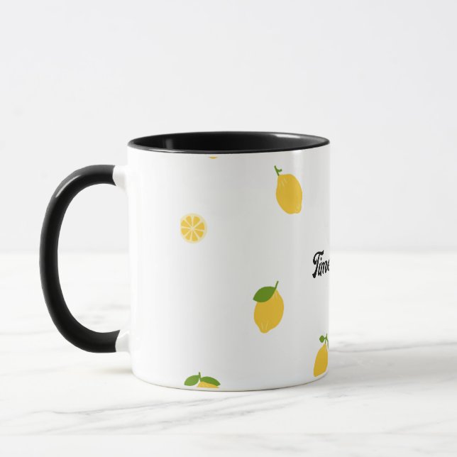 Minimalist Lemon Pattern Ceramic Mug (Left)