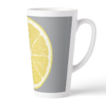 Minimalist Lemon Slice on Grey Latte Mug