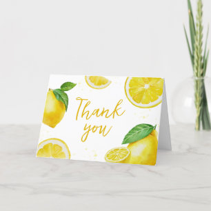 Minimalist Lemonade Baby Shower Letterpress Thank You Card
