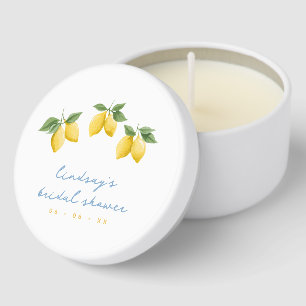 Minimalist Lemons Blue & Yellow Bridal Shower Mini Candle Favors