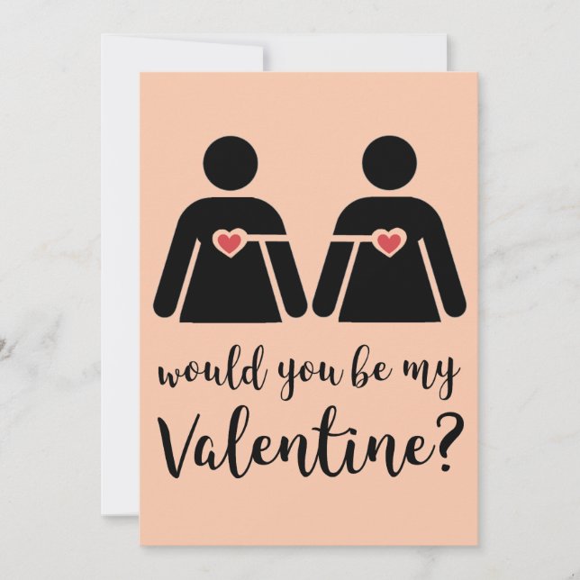 Minimalist Lesbian LBGTQ+ Valentine's Day Flat Holiday Card (Front)
