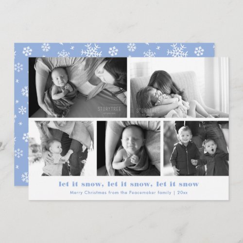 Minimalist Let It Snow Photo Collage Christmas Holiday Card