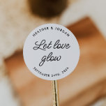Minimalist Let Love Glow Wedding Candle Favor Classic Round Sticker<br><div class="desc">Minimalist Let Love Glow Wedding Candle Favor Stickers</div>