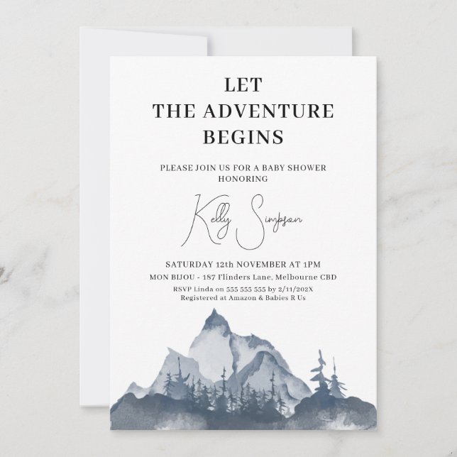 Minimalist Let The Adventure Begin Baby Shower Invitation (Front)