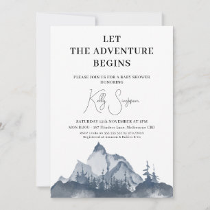 Minimalist Let The Adventure Begin Baby Shower Invitation