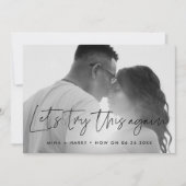 Minimalist Let's try this again wedding update Announcement (Front)