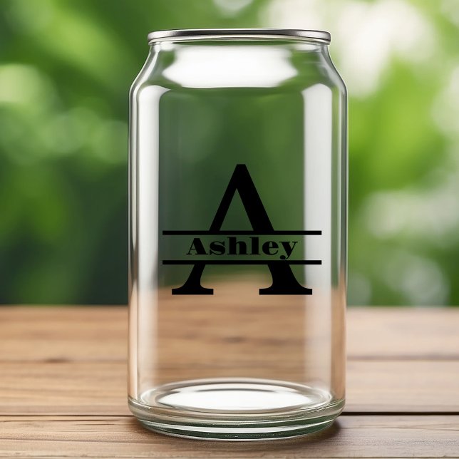 Minimalist Letter A Monogram and Custom Name Can Glass (Creator Uploaded)