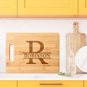 Minimalist Letter R Monogram Custom Name Etched Engraved Cutting Board