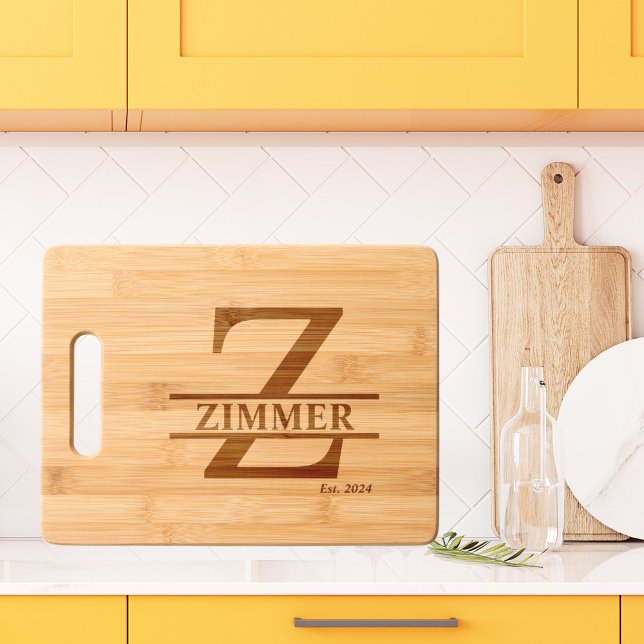 Minimalist Letter Z Monogram Custom Name Etched Engraved Cutting Board (Creator Uploaded)