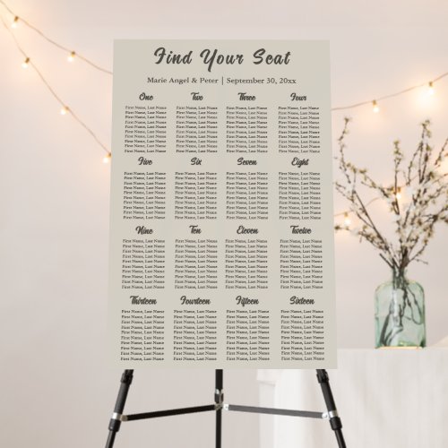 Minimalist Lettering Warm Neutral 16 Table Foam Board