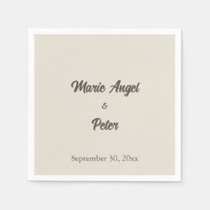 Minimalist Lettering Warm Neutral Wedding Napkins