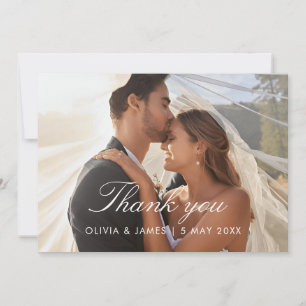 Minimalist lettering wedding photo thank you card