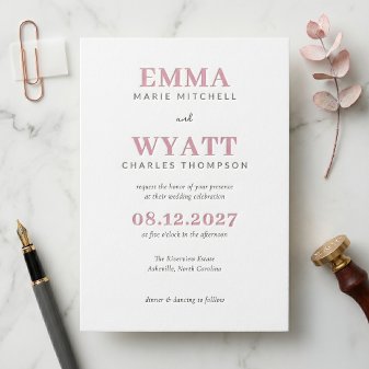 Minimalist Letterpress Wedding Invitation