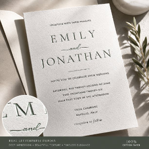 Minimalist Letterpress Wedding Invitation