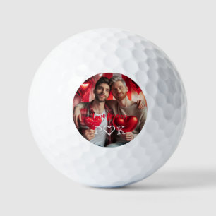 Minimalist LGBT Valentine Day White Heart   Photo Golf Balls