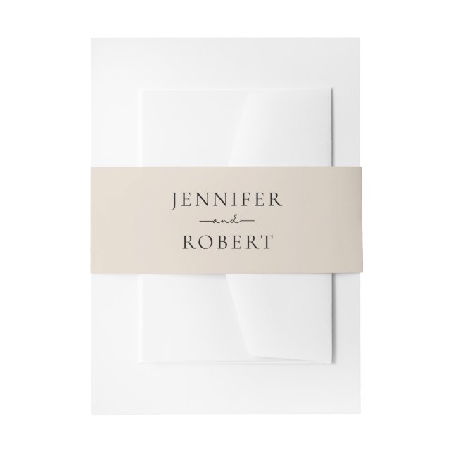 Minimalist Light Beige Invitation Belly Band (Front Example)