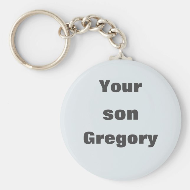 Minimalist Light Blue and Silver Text Visitor's Keychain (Front)