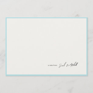 Minimalist Light Blue Border Personalized Script Note Card
