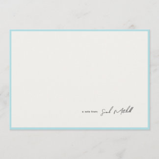 Minimalist Light Blue Border Personalized Script Note Card
