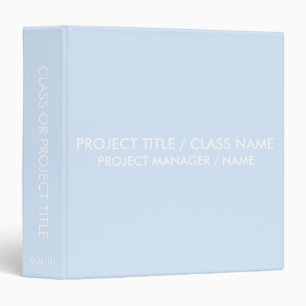 Minimalist light blue custom class project name 3 ring binder