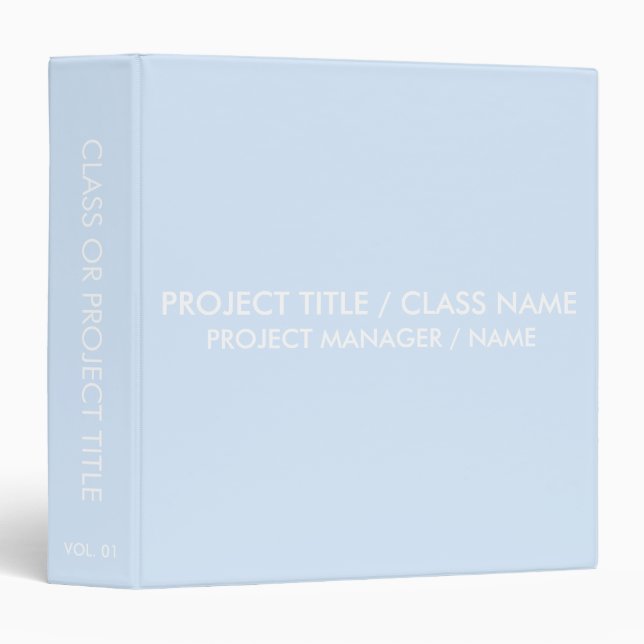 Minimalist light blue custom class project name 3 ring binder (Front/Spine)