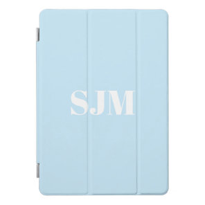 Minimalist light blue custom monogram initials iPad pro cover