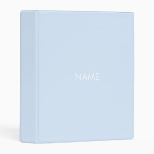 Minimalist light blue custom name monogram solid mini binder