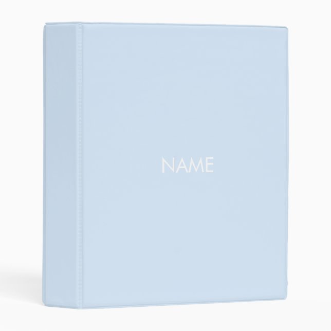 Minimalist light blue custom name monogram solid mini binder (Front/Spine)