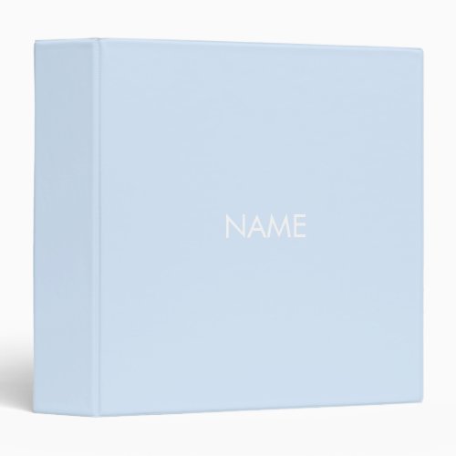 Minimalist light blue custom name text monogram 3 ring binder