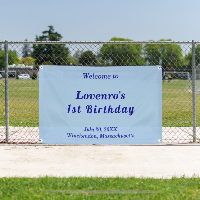 Minimalist Light Blue Kids Birthday Banner (Insitu)