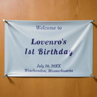 Minimalist Light Blue Kids Birthday Banner