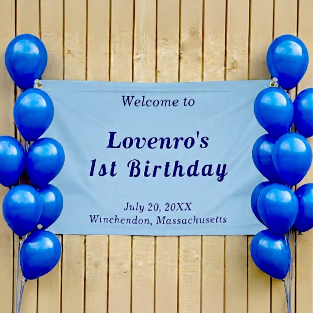 Minimalist Light Blue Kids Birthday Banner (Creator Uploaded)