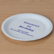 Minimalist Light Blue Kids Birthday Paper Plates