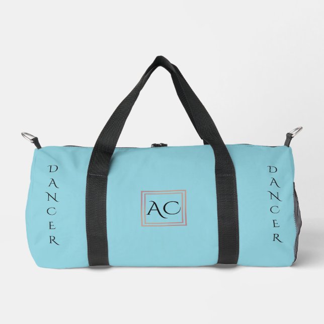 Minimalist Light Blue Monogram Dancer Duffle Bag (Front)